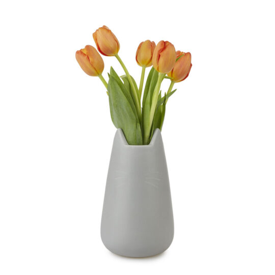 Florero cerámica gato gris