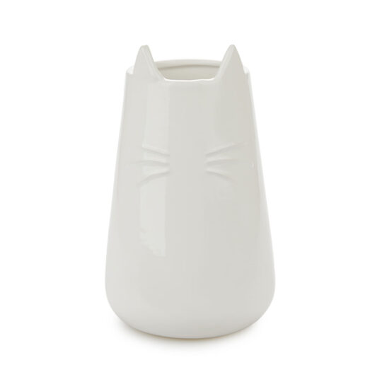 White cat ceramic vase - Image 2